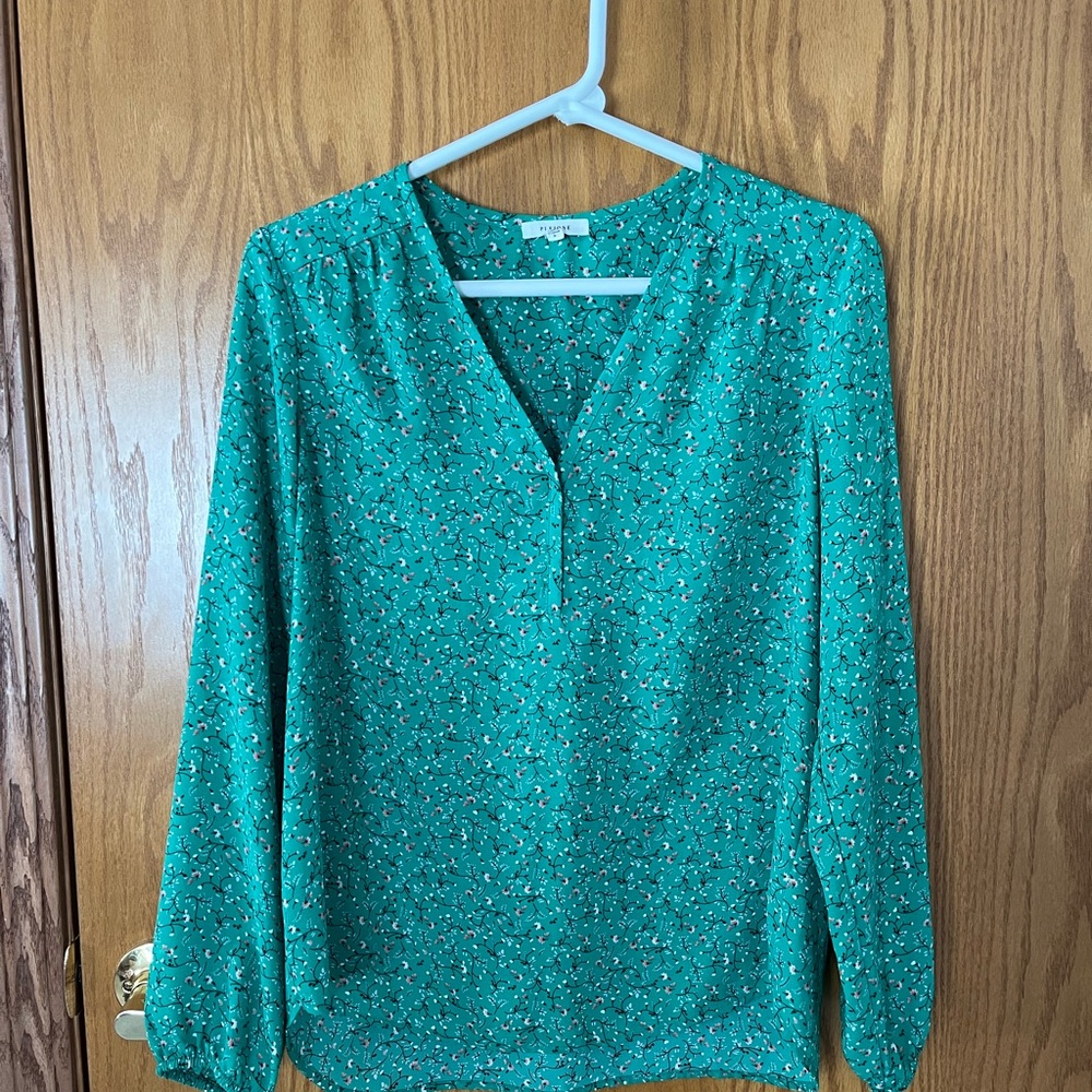 Pleione Teal/Green Floral Blouse
